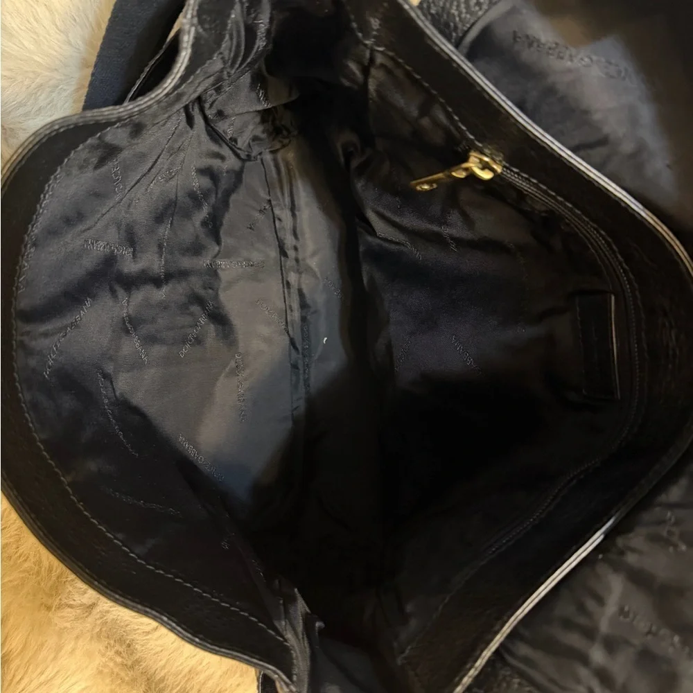 Dolce & Gabbana Black Leather Vintage Messenger Bag